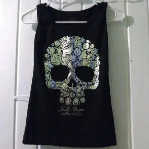 Jolly Roger metallic silver skull tank-small like new